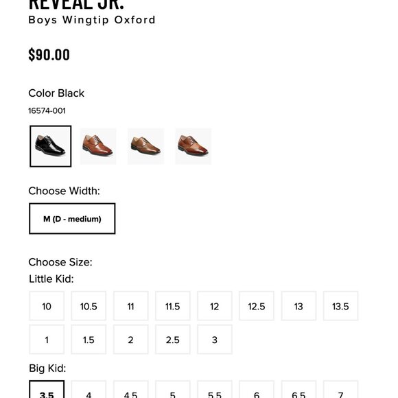 Size 3.5 M Leather Wingtip Oxford Shoes, Black, FLORSHEIM - Picture 3 of 12